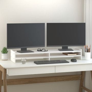 Vidaxl Stalak za monitor Bijeli 100x27x15 cm Masivni borov drvo