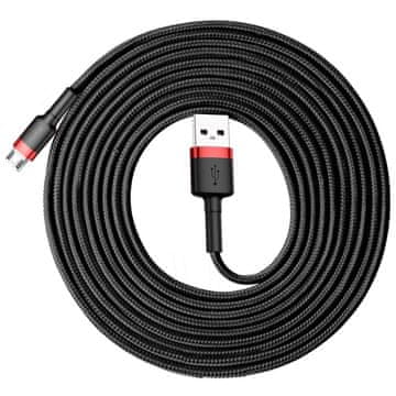 BASEUS Izdržljivi najlonski USB microUSB kabel 2A 3M crno-crveni