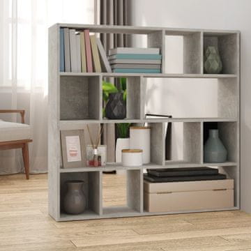 Vidaxl Polica za knjige/Pregrada Betonsko-siva 105x24x102 cm