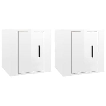 Vidaxl Zidni TV ormarići 2 kom visoki sjaj bijeli 40 x 34,5 x 40 cm