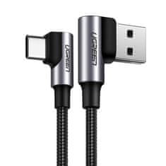 Ugreen Kutni pleteni kabel USB - USB-C Quick Charge 3.0 0,5 m sivi