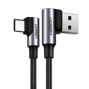 Ugreen Kutni pleteni kabel USB - USB-C Quick Charge 3.0 2 m sivi