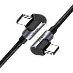 Ugreen Kutni kabel s bočnim USB-C na USB-C utikačem za brzo punjenje 1 m - sivi