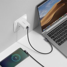 Ugreen Kutni kabel s bočnim USB-C na USB-C utikačem za brzo punjenje 1 m - sivi