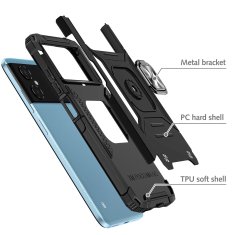 WOZINSKY Oklopna futrola za Samsung Galaxy A03 s magnetskim držačem Ring Armor crna