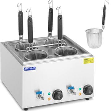 Royal Catering GASTRONOMSKI KUHALO ZA TJESTENINU S SLAVINAMA 4 KOŠARE 2X6,5L 3000W