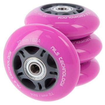 Nils Extreme PU 72x24 82A (4 kom.) RUŽIČASTA + ABEC-7 (8 kom.) SET