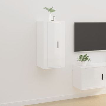 Vidaxl Zidni TV ormarić visoki sjaj bijeli 40x34,5x80 cm