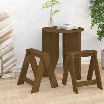 Vidaxl Taburei, set od 2, medeno smeđe boje, 40x40x45 cm, masivno borovo drvo