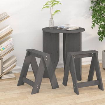 Vidaxl Taburei, set od 2, sivi, 40x40x45 cm, masivni borov drvo