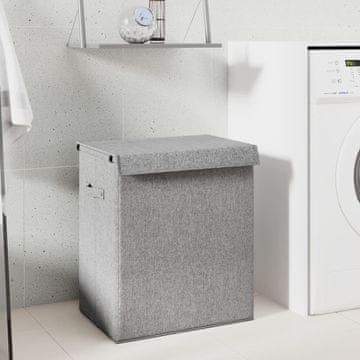 Vidaxl Sklopiva košara za rublje siva 51x34,5x59 cm umjetno platno