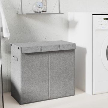 Vidaxl Sklopiva košara za rublje siva 64,5x34,5x59 cm umjetno platno