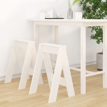 Vidaxl Taburei, set od 2, bijeli, 40x40x60 cm, masivni borov drvo