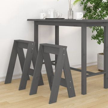 Vidaxl Taburei, set od 2, sivi, 40x40x60 cm, masivni borov drvo