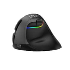 Delux Bežični vertikalni miš Delux M618Mini BT+2.4G RGB 4000DPI (željezno siva)