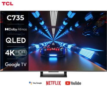 TCL 65C735 QLED televizor, 165cm, 4K UHD, Android TV, WiFi, Bluetooth