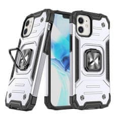 WOZINSKY Oklopna futrola za iPhone 14, magnetski držač, Ring Armor, srebrna