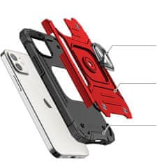 WOZINSKY Oklopna futrola za iPhone 14, magnetski držač, Ring Armor, crvena