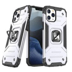 WOZINSKY Oklopna futrola za iPhone 14 Pro s magnetskim držačem Ring Armor srebrne boje