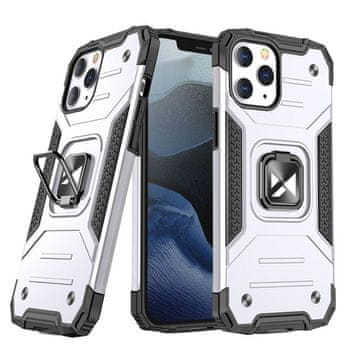 WOZINSKY Oklopna futrola za iPhone 14 Pro Max s magnetskim držačem Ring Armor srebrne boje