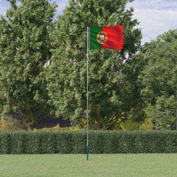 Vidaxl Portugalska zastava s jarbolom, 5,55 m, aluminij