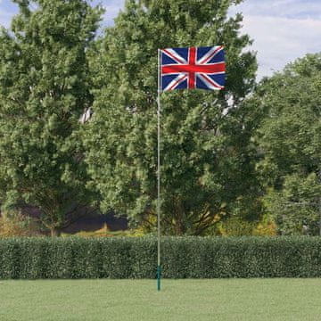 Vidaxl Britanska zastava s jarbolom, 5,55 m, aluminij
