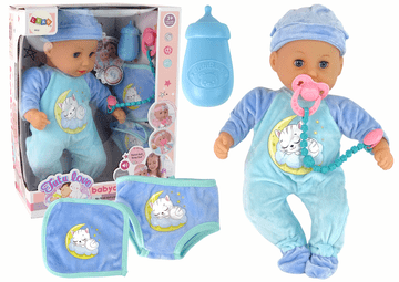 Baby Doll Sound Pacifier Bib Blue Pidžama Mače