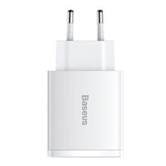 BASEUS Compact punjač USB-C / 2x USB 30W 3A PD QC, bijela