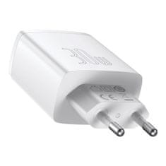 BASEUS Compact punjač USB-C / 2x USB 30W 3A PD QC, bijela