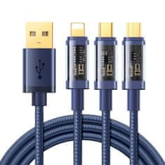 Joyroom 3in1 kabel USB - USB-C / Lightning / micro USB 3.5A 1.2m, plava