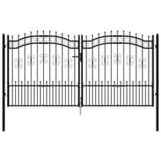 Vidaxl Vrata za ogradu s kopljem na vrhu crna 305 x 150 cm čelik s praškastim premazom