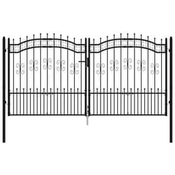 Vidaxl Vrata za ogradu s kopljem na vrhu crna 305 x 150 cm čelik s praškastim premazom