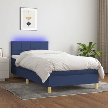 Vidaxl Krevet s boxspring podlogom i madracem, plavi, 80x200 cm, tkanina
