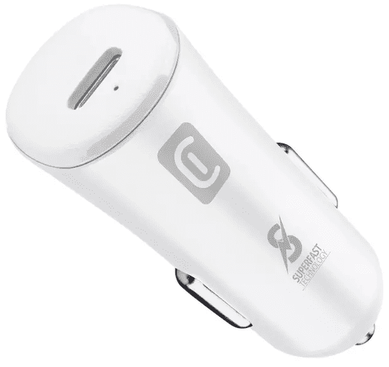 CellularLine auto punjač USB-C, Power Delivery 25W, bijela (CBRSMUSBCPD25WW)