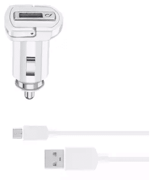 CellularLine USB auto punjač + MicroUSB kabel, 10W, bijela (CBRUSBMUSB2AW)