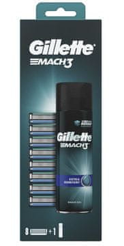 Gillette zamjenske glave za britvicu Mach3, 8 komada + gel za brijanje Sensitive gel, 200 ml