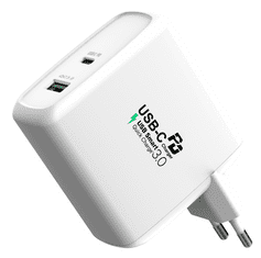 MAX mrežni punjač s USB, USB/A + USB/C s funkcijom QuickCharge, bijela