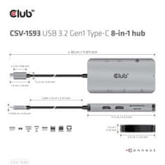 Club 3D CSV-1593 priključna stanica, 8u1, USB-C, PD 100 W