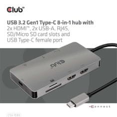 Club 3D CSV-1593 priključna stanica, 8u1, USB-C, PD 100 W