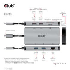 Club 3D CSV-1593 priključna stanica, 8u1, USB-C, PD 100 W