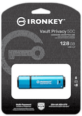 Kingston Ironkey USB ključ, 128GB Vault Privacy 50C, 3.2 Gen1 C, metal, hardverska zaštita, FIPS 197 (IKVP50C/128GB)