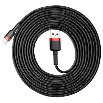 BASEUS Izdržljivi najlonski USB kabel za iPhone Lightning QC3.0 2A 3M crno-crveni