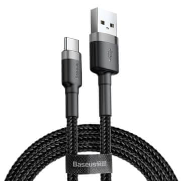 BASEUS Izdržljivi najlonski kabel USB-C 2A 3M crno-sivi
