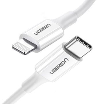 Ugreen Kabel za iPhone MFi USB-C - Lightning 20W 3A 1m bijeli