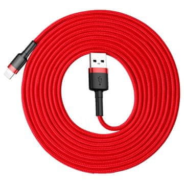 BASEUS Izdržljivi najlonski USB kabel - iPhone Lightning QC3 3m - crveni