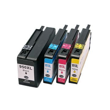 TiskajPoceni Kompatibilne tinte Hp 950XL BK + 3 × HP 951XL C,M,Y XL (C2P43AE) VEĆI KAPACITET sa OfficeJet Pro 8600 / 8600 Plus 8100 8610 8620 51dw 276dw 86158630 8640