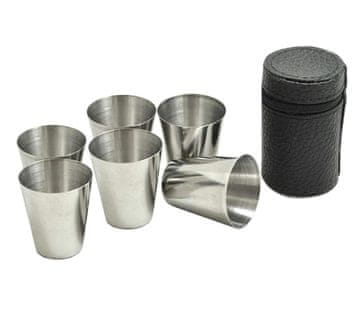 aptel Set od 6 prijenosne čaše od nehrđajućeg čelika 30ml + vrećica