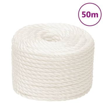 Vidaxl Radno uže, bijelo, 12 mm, 50 m, polipropilen