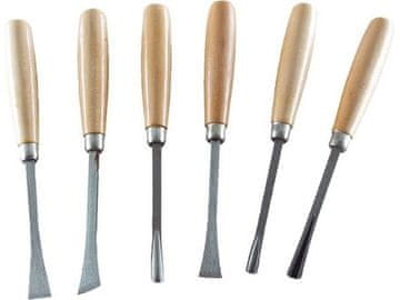Extol Craft Dlijeta za rezbarenje (3936) s drvenom drškom, set od 6 dijelova, duljina dlijeta 165 mm