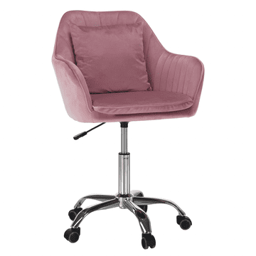 eoshop Uredska stolica KLIAN, ružičasti velvet, krom, podesiva visina, kotačići